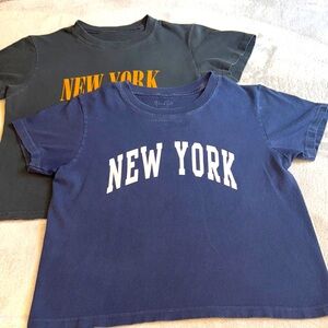 Brandy Melville Women’s New York Tees - Blue & Black